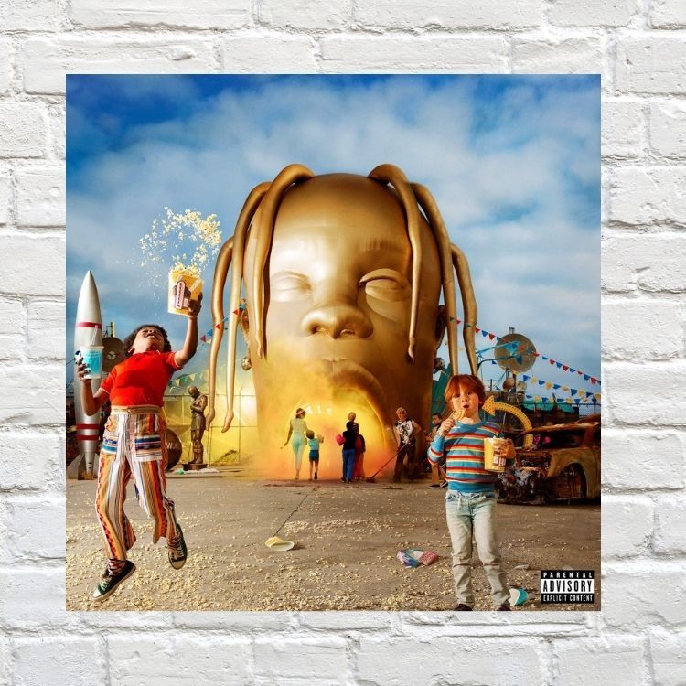 Quadro Estilo Vinil Grande 28x28 Travis Scott Astroworld Sicko Mode Stargazing Houston Birds Rodeo