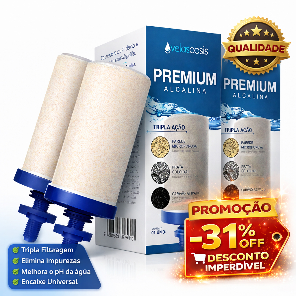 02 Velas Filtro de Barro Tripla Ação Universal Carvão Ativado Alcalina Premium em Oferta na Shopee