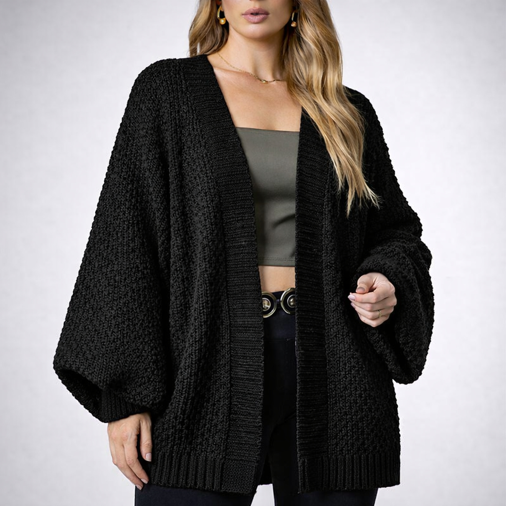 Cardigan Feminino Tricot Manga Longa Manga Bufante Encorpado Manga Ampla Moda Outono Inverno Casaco Kimono Casaquinho em Oferta na Shopee