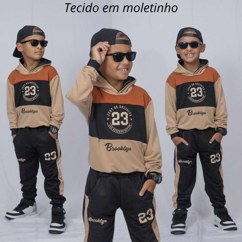 Conjunto Infantil Menino MOLETINHO Meia Estação Inverno Lançamento Blusa + Calça do 2 ao 14 anos em Oferta na Shopee