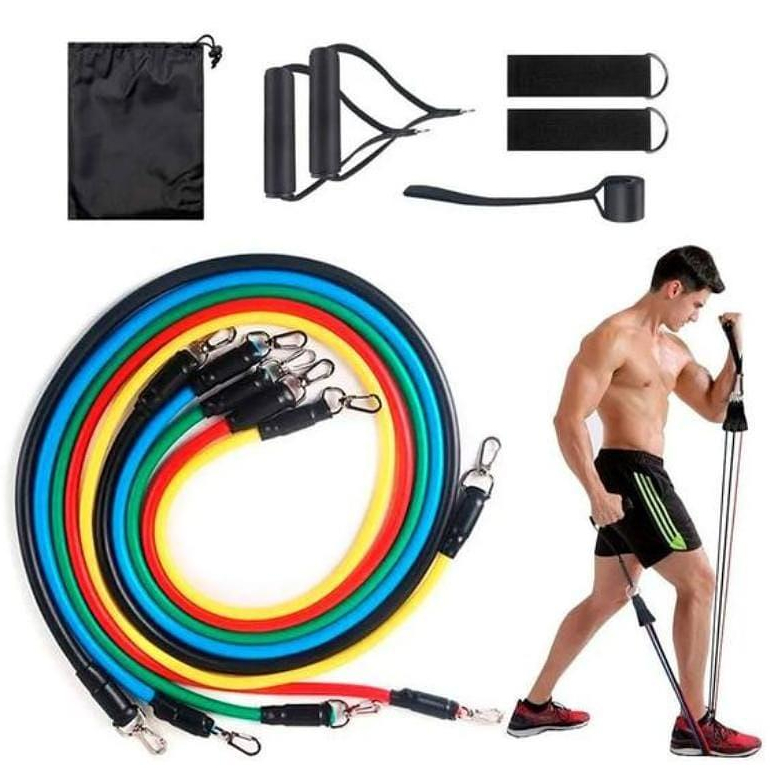 Kit 11 Peças Elástico Para Treino Funcional Exercício De Resistência Academia Em Casa