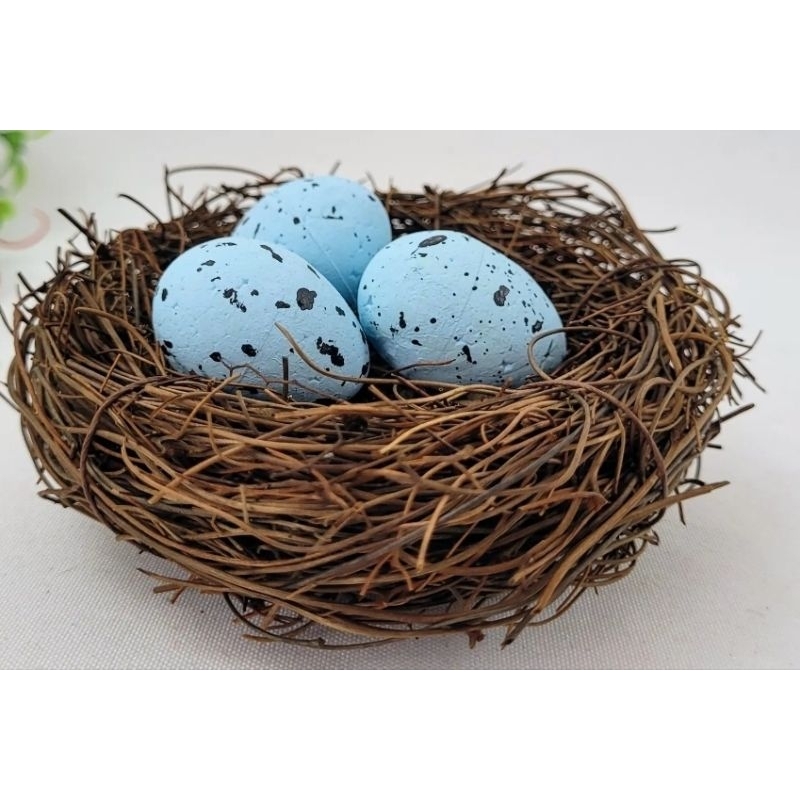 Ninho decorativo de Pascoa 10 cm com 3 ovos