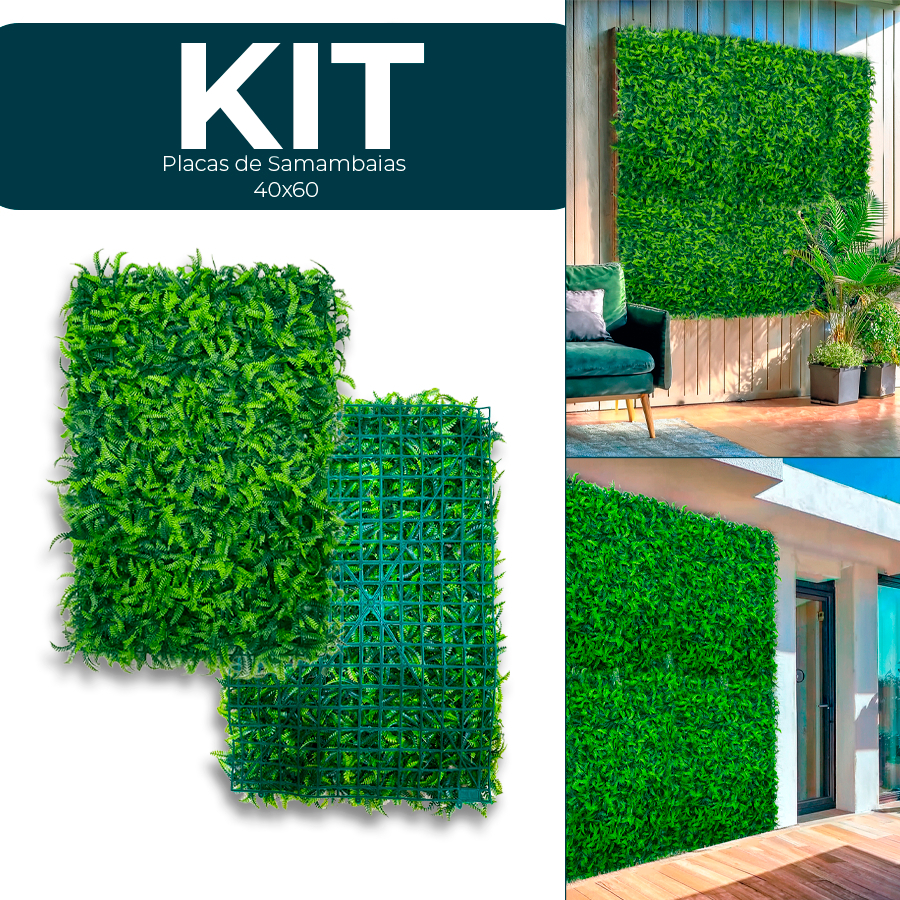 Placas Samambaia 40x60 Grama Artificial Jardim Vertical Parede Verde Decoração Muro inglês