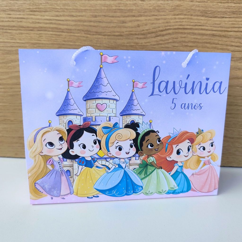 Sacolinha Personalizada Princesas da Disney cute - Pegue e Monte - Lembrancinha Princesas da Disney baby