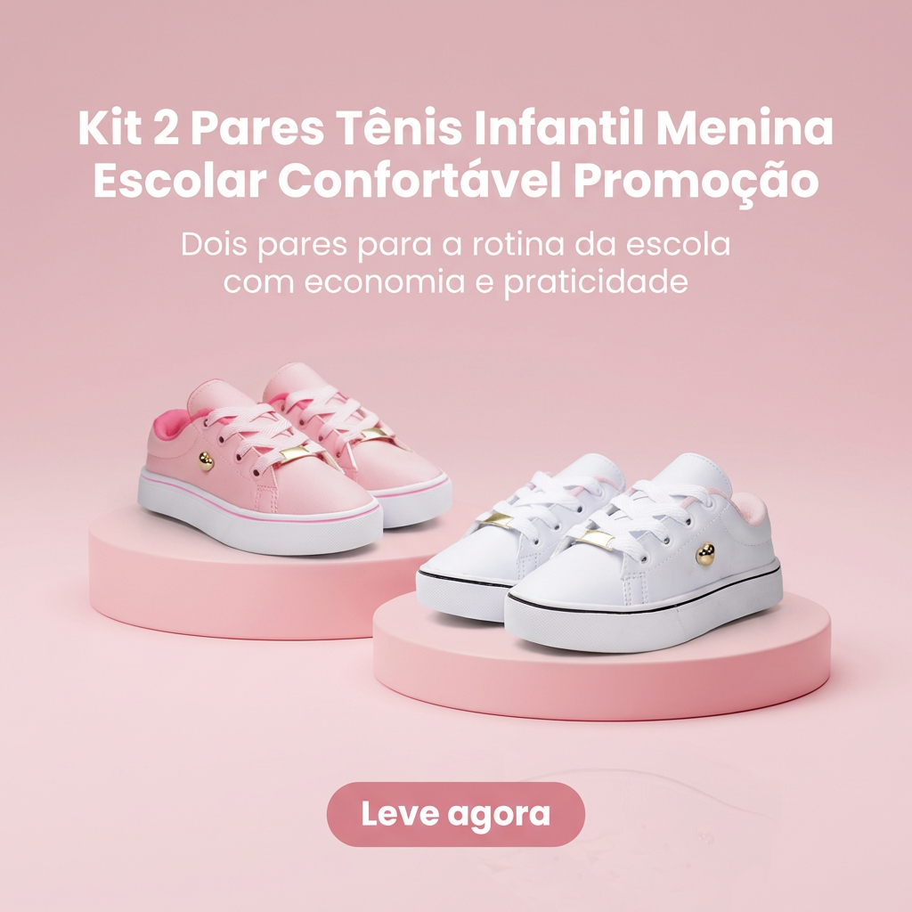 Kit 2 Tênis Infantil Menina - Dois Pares Para a Rotina Com Economia e Praticidade - Leve Agora!