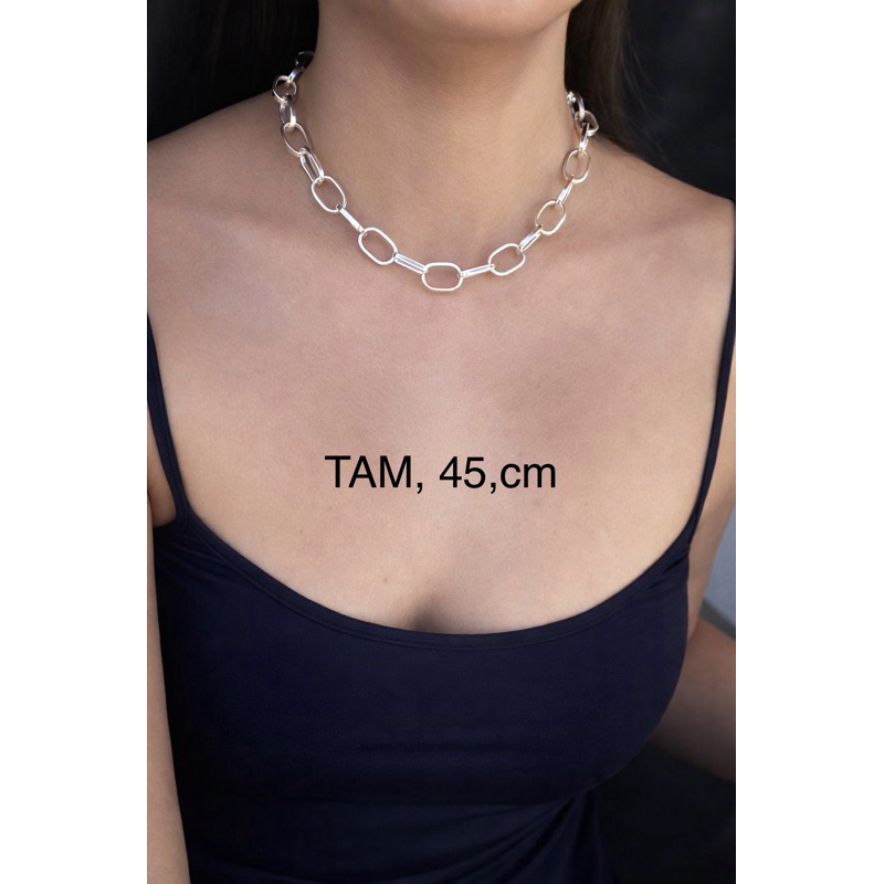 colar oval  prata 925 legítima em Oferta na Shopee