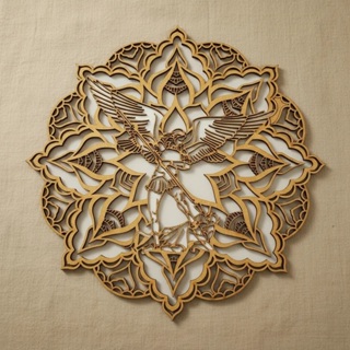 Mandala São Miguel Arcanjo 40cm MDF em Oferta na Shopee