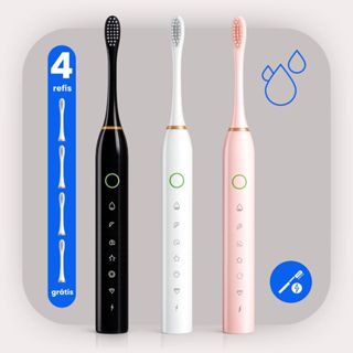 Escova Elétrica Sônica Recarregável IP X 7 Limpeza Profunda À Prova D’Água Vibraçoes Alta Frequencia em Oferta na Shopee