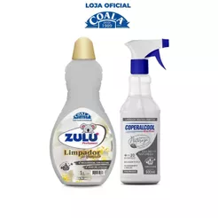 Kit 1Limpador Zulu Perfumes Chá Branco 1l + 1Coperalcool Segredos da Natureza Equilíbrio da Natureza 500ml
