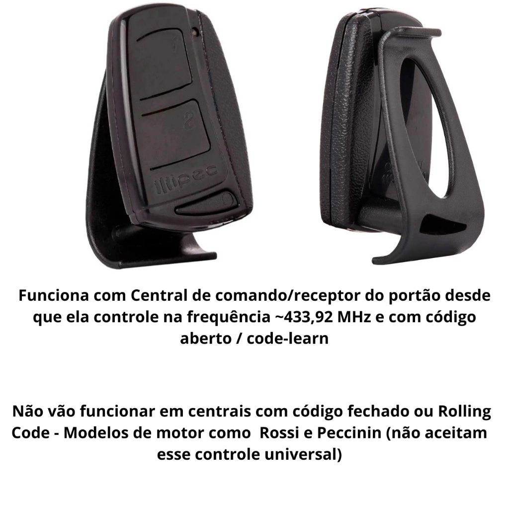 Controle Remoto IPEC TX TOP 433MHz Portão Eletrônico Motor Basculante Deslizante Original ANATEL