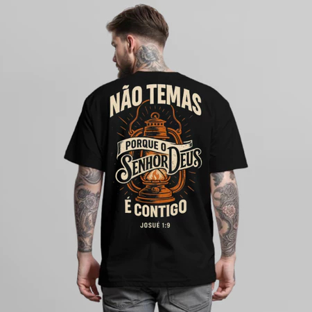 Camiseta Masculina Cristã Não Temas Moda Evangélica 100% Algodão