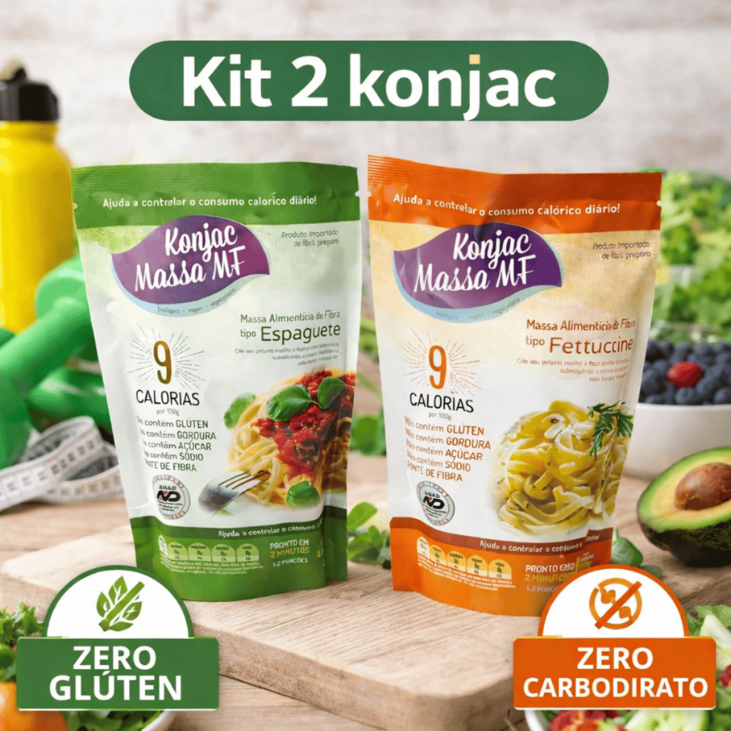 Kit 2 Konjac Massas sem glúten, vegano, zero carboidrato dieta, fitness - 270 gr