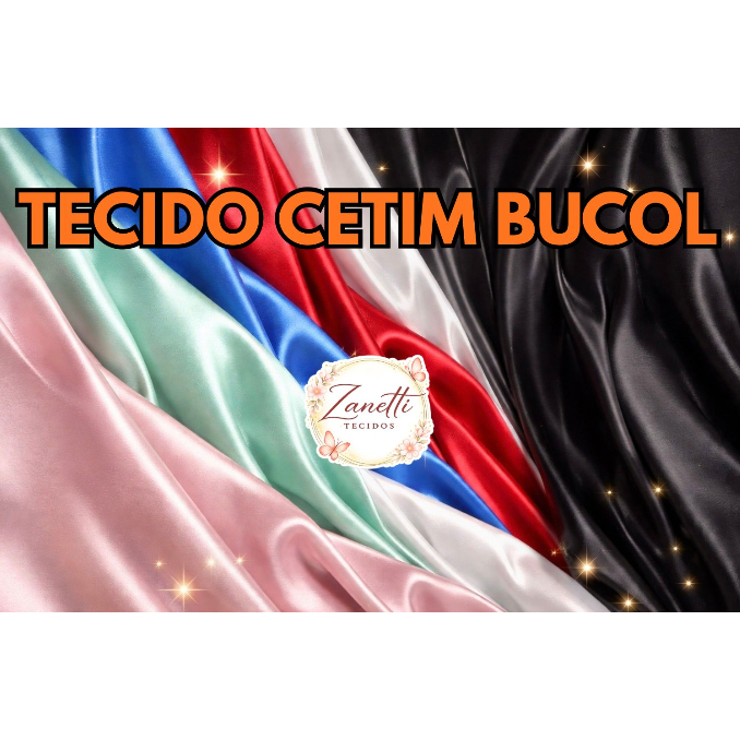 Tecido Cetim Bucol - 1,47m de largura, 100% Poliéster