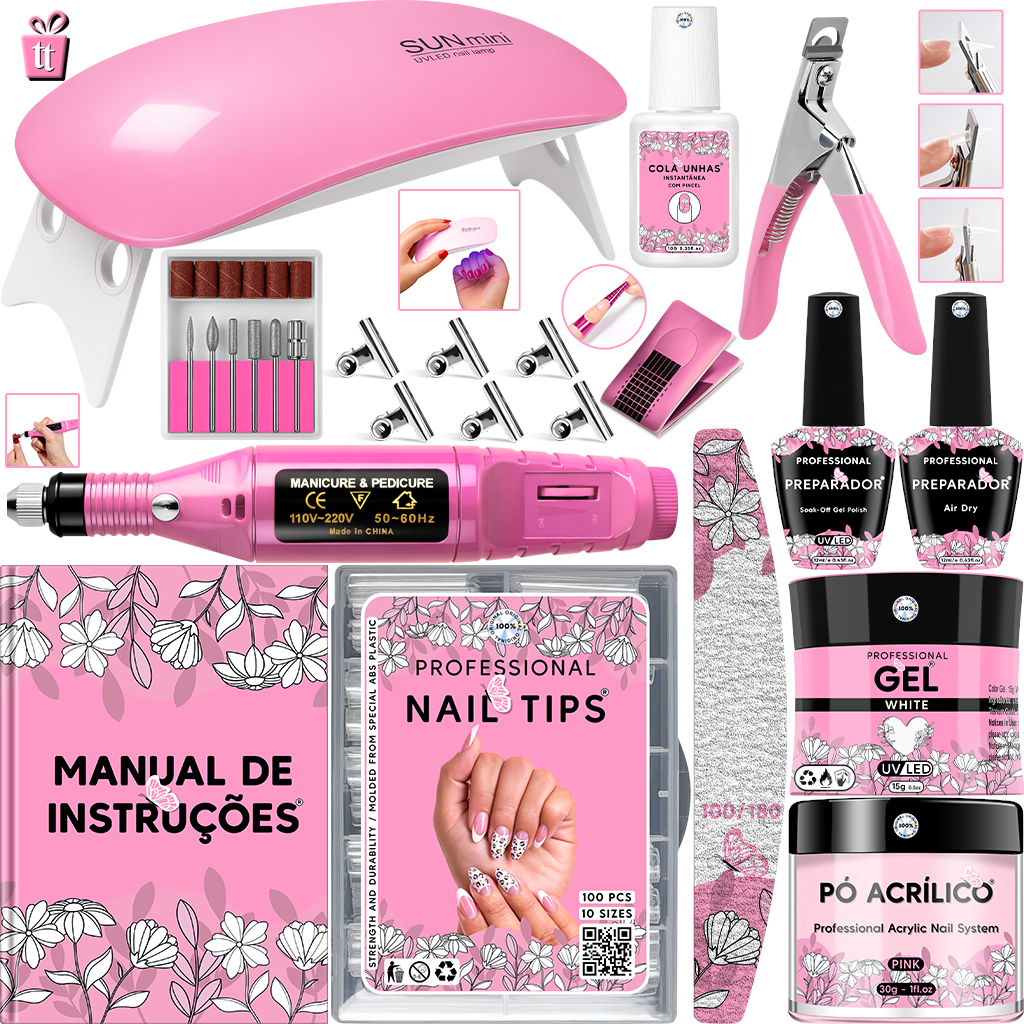 Kit Manicure Iniciante de Unha Pedicure Cabine Estufa UV Sun Mini Lixa Lixadeira Caneta Elétrica em Oferta na Shopee