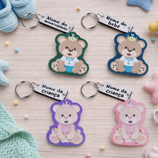 Kit Chaveiros Urso Menino Ursinha Para Festa Aniversário Em Mdf Personalizado Seu Nome em Oferta na Shopee