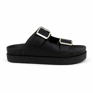 Sandália Papete Birken Feminina Slide Flat Plataforma Baixa Com Fivela Ajustável Macia Confortável Tendência de Verão