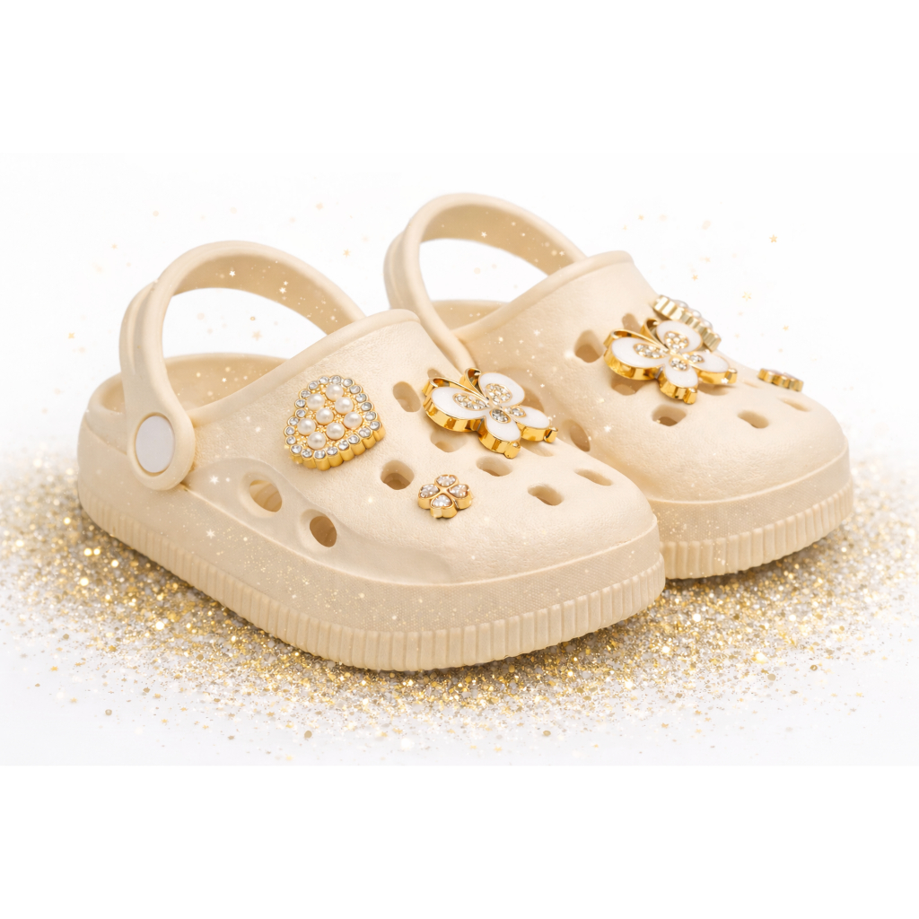 Sandália babuche Infantil menina feminina bottons removíveis pérola strass luxo lançamento em Oferta na Shopee
