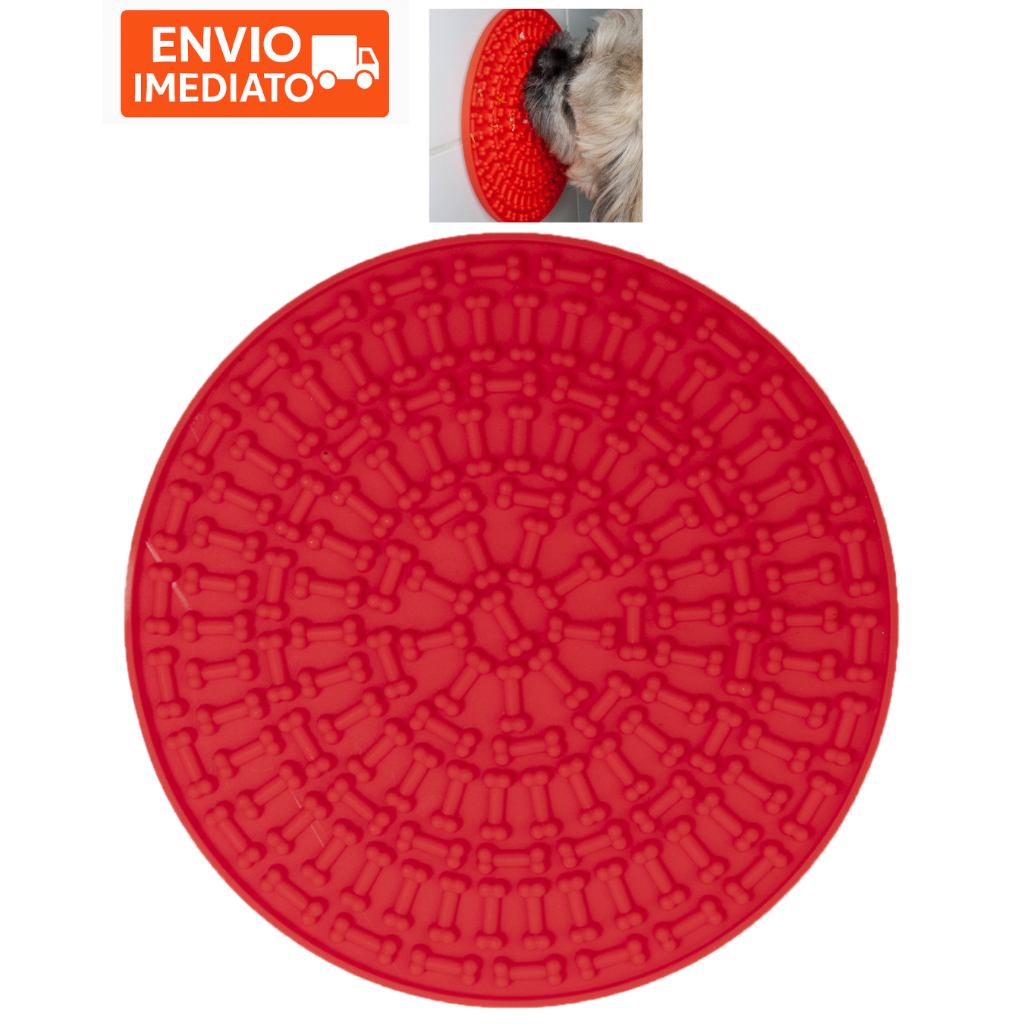 Tapete de Lamber Cachorro Comedouro Com Ventosa Cachorro Pequeno Medio Grande Azul Vermelho Roxo