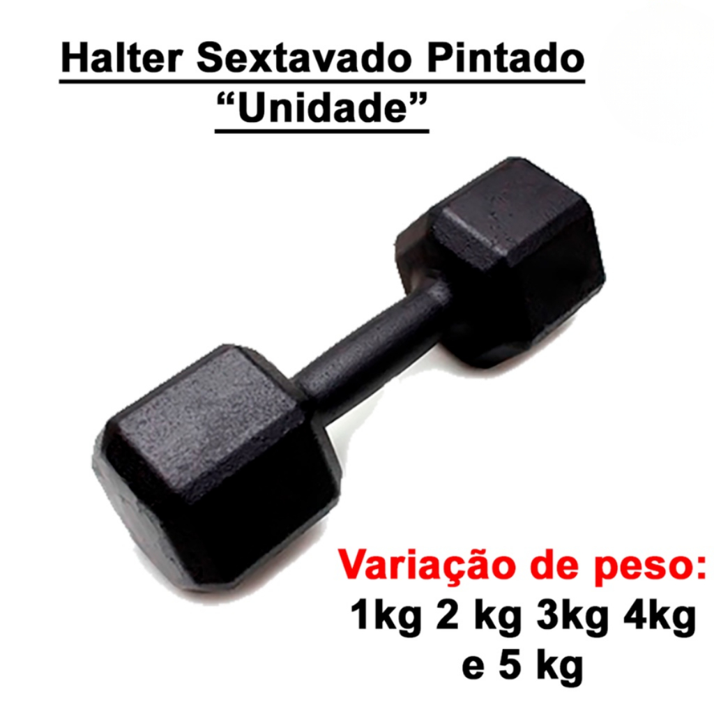 Halter Sextavado Pintado Unid 1 a 5 kg One Life Sports® | Treino em Casa Musculação Funcional Peso
