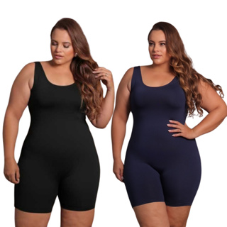 Macacão Plus Size Fitness Feminino Sem Costura Cores Básicas em Oferta na Shopee