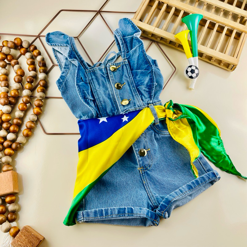 Macacão, jardineira infantil menina em Oferta na Shopee