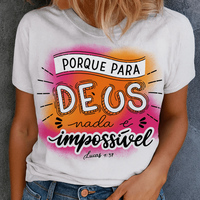 T-SHIRT BRANCA RELIGIOSA FEMININA CONFORT COM MANGA CURTA BLUSA CAMISETA BABY LOOK ESTAMPADA em Oferta na Shopee