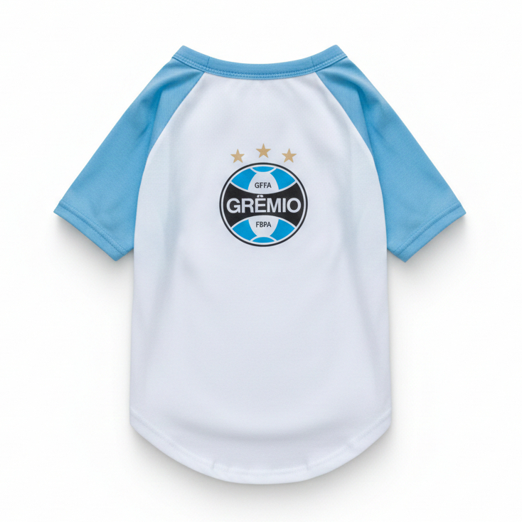 Camiseta Pet Gremio algodão time fresquinha futebol proteção verão cachorro gato pequeno medio grande porte