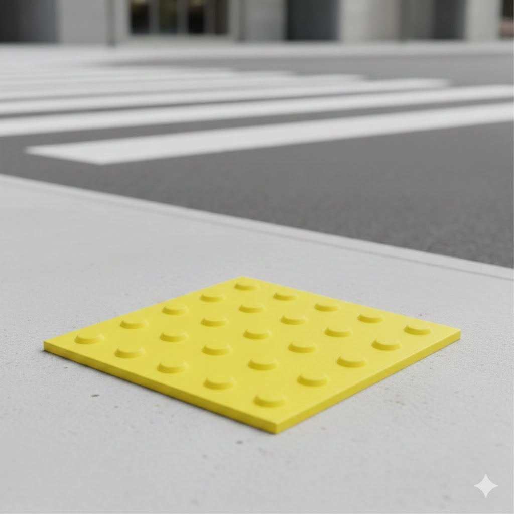 Piso Tátil Alerta Placa 25cmx25cm Amarelo e Azul Deficiente Visual Moeda Pvc - 4 Peças