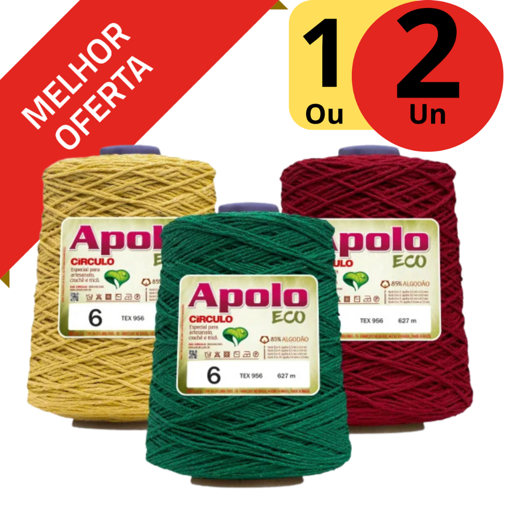 1 ou 2 un BARBANTE APOLO ECO CIRCULO Nº 06 - 600G - 610 M