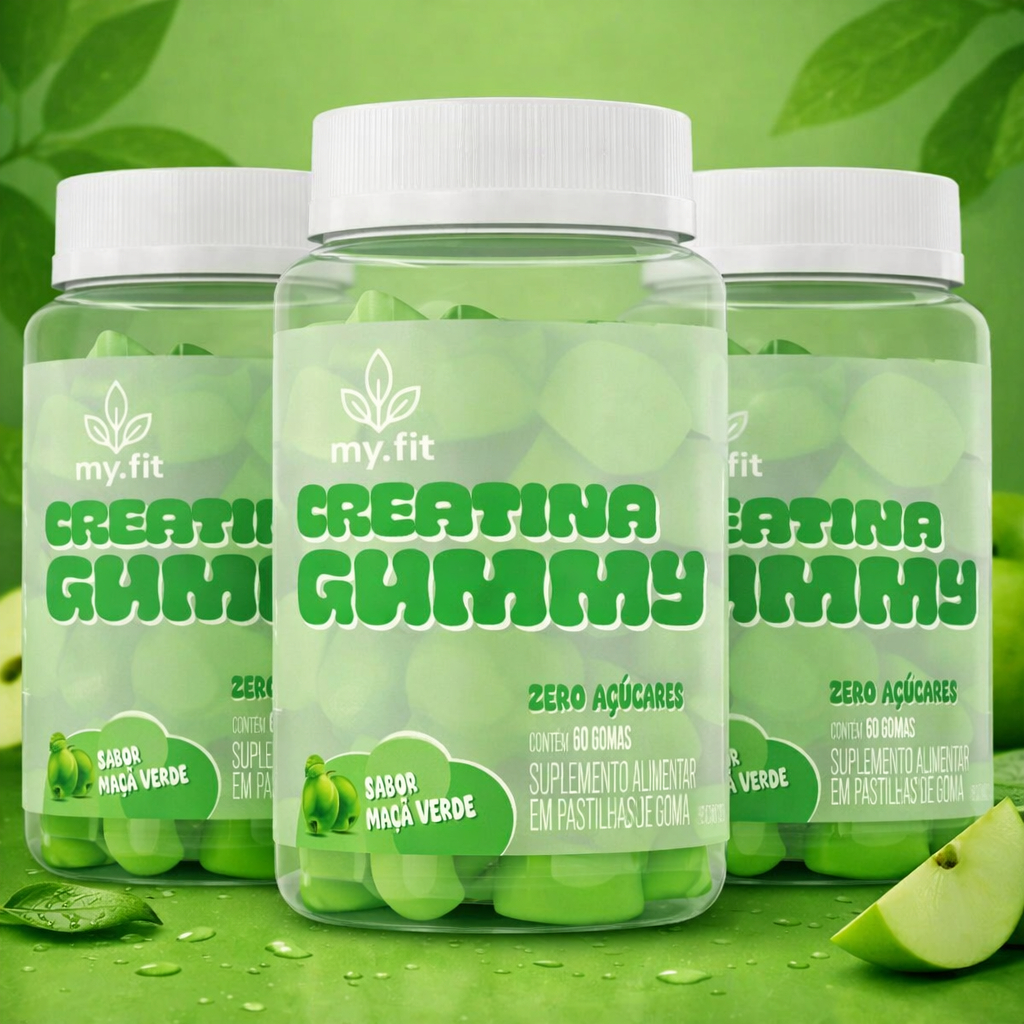 Creatina Gummy, Sabor Maçã Verde (60 Gomas) 3g de Creatina por Dose, Zero Açúcar …