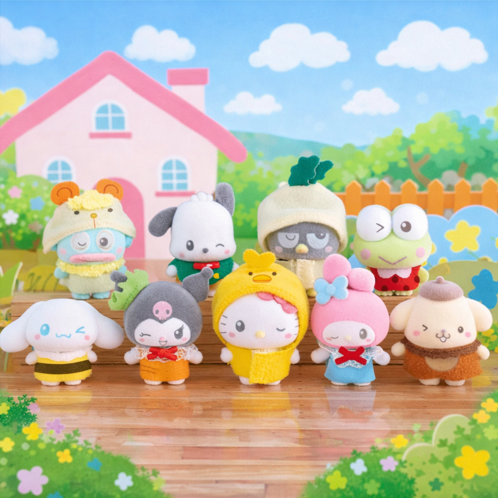 Sanrio Flocada Blind Bag coleção Petit Tomo, bonequinho/miniatura Kawaii, Hello Kitty, My Melody, Kuromi - Bandai