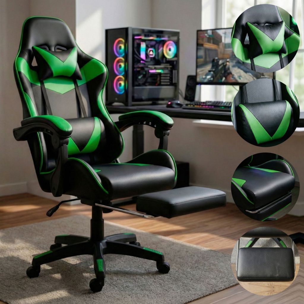 Cadeira Gamer Preta Ergonômica Reclinável Confortável Com Rodinha em Oferta na Shopee
