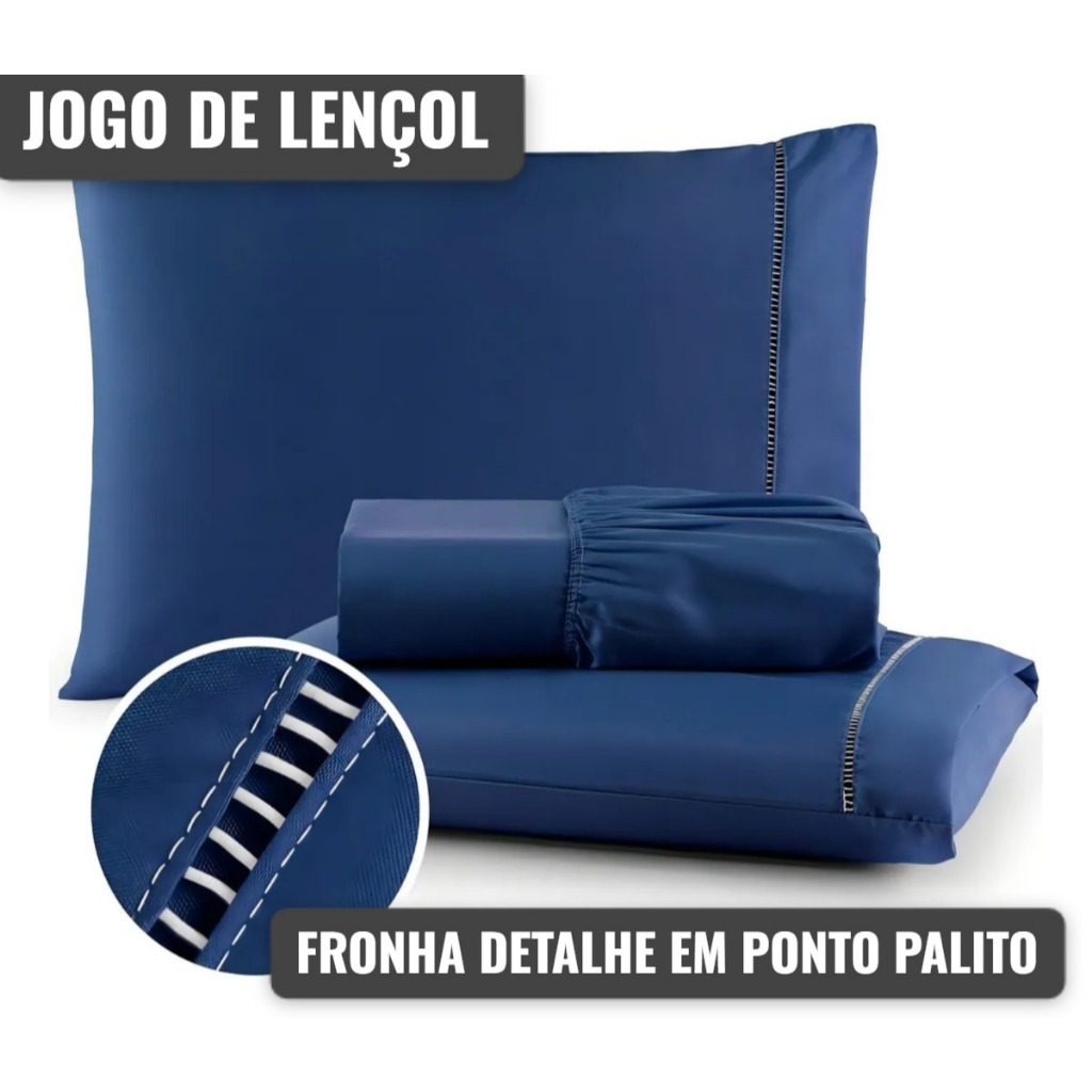 Lencol Queen Jogo De Cama Casal 400 Fios King Micropercal com Ponto Palito Casal e Solteiro