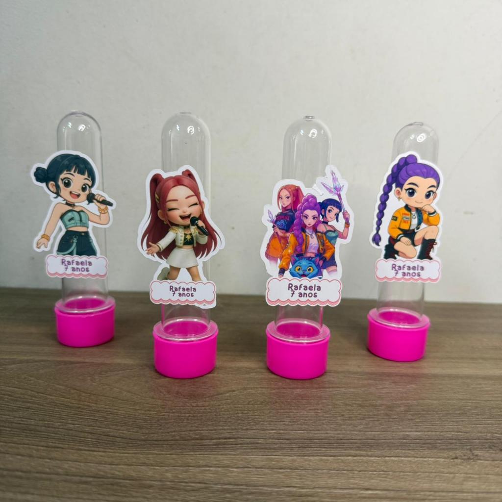 Tubetes + Apliques 3D Personalizado Lembrancinha Festa Aniversário Guerreiras do KPOP / k-pop / k pop