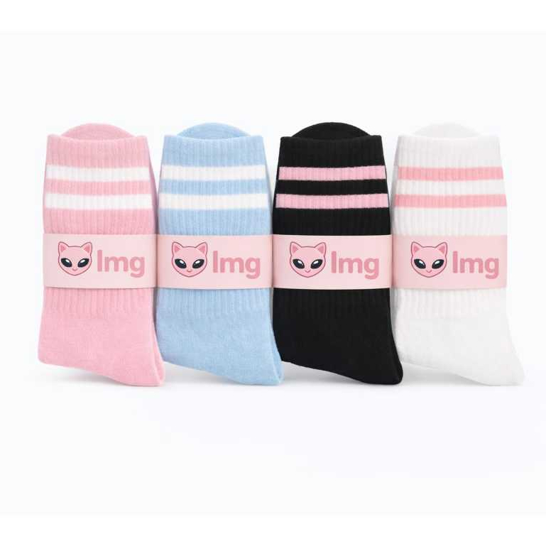 Kit 4 Pares Meias Femininas Cano Alto Listradas Coloridas Algodão em Oferta na Shopee