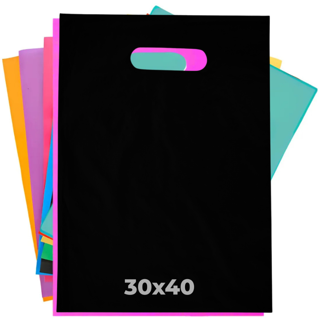 100 Sacolas Plásticas Lisa 30x40 - Boca de Palhaço / Alça Vazada - Loja em Oferta na Shopee