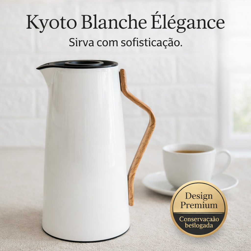Garrafa Térmica 1 Litro Branca Conservação Prolongada Design Minimalista com " Alça Kyoto Blanche Élégance."