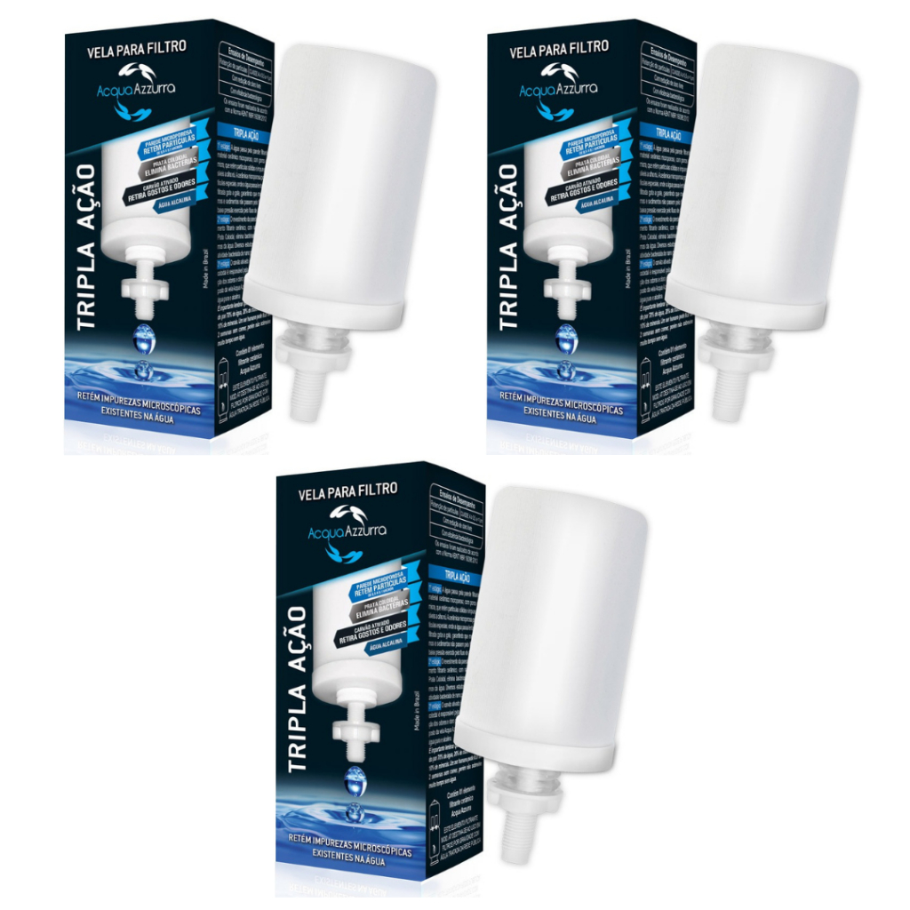 Refil Vela Tripla Ação Torneira Boia Para Filtro De Barro Bebedouro Agua