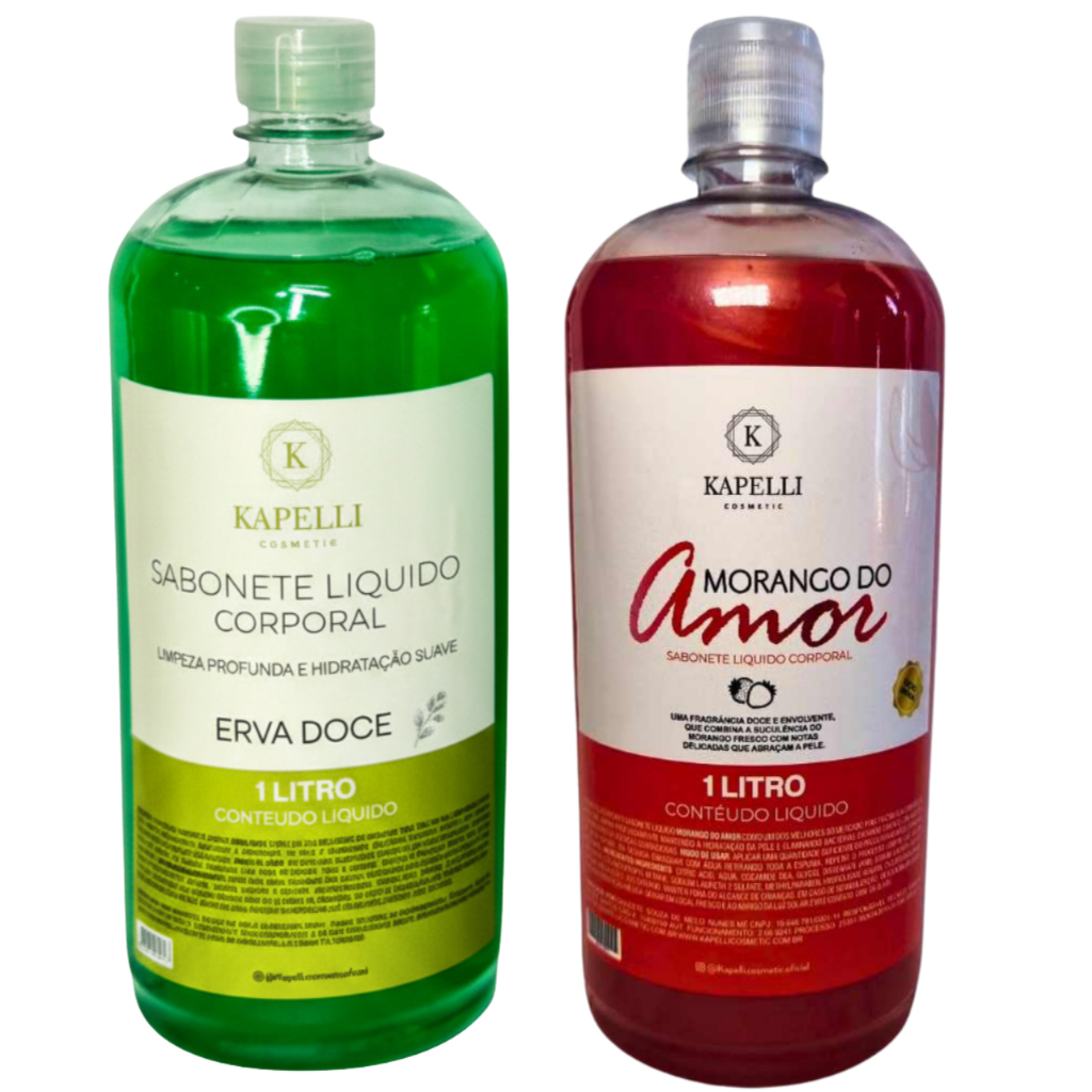 SÓ HOJE! Kit Banho Kapelli 2x1L – Morango do Amor + Aloe Vera