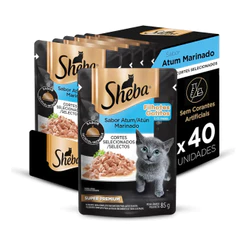Kit Ração Úmida para Gatos Filhotes Sabor Atum Marinado 40 Unidades Sheba Sachê