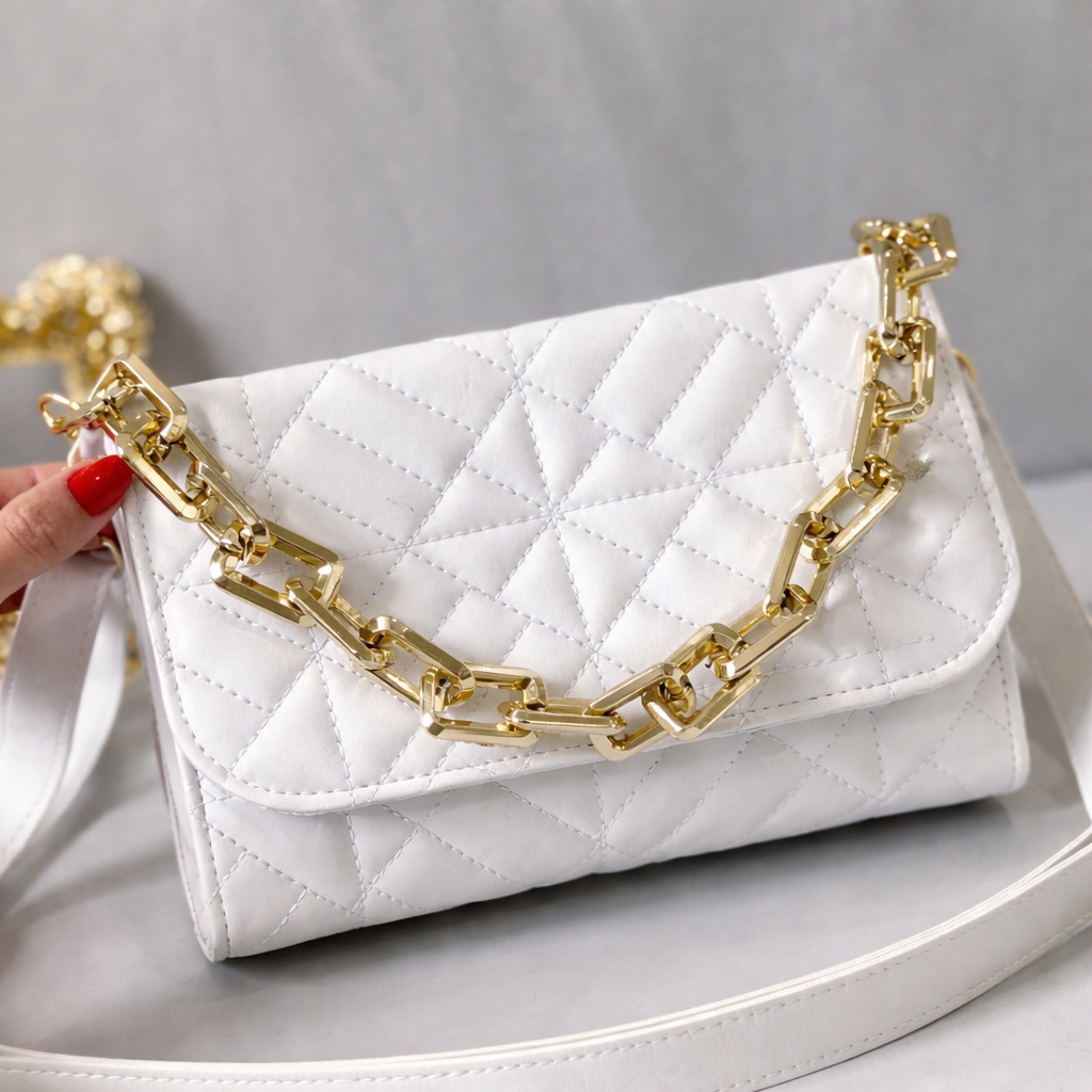 Bolsa Feminina Transversal com Corrente Dourada | Estilo Luxo, Prática e Versátil em Oferta na Shopee