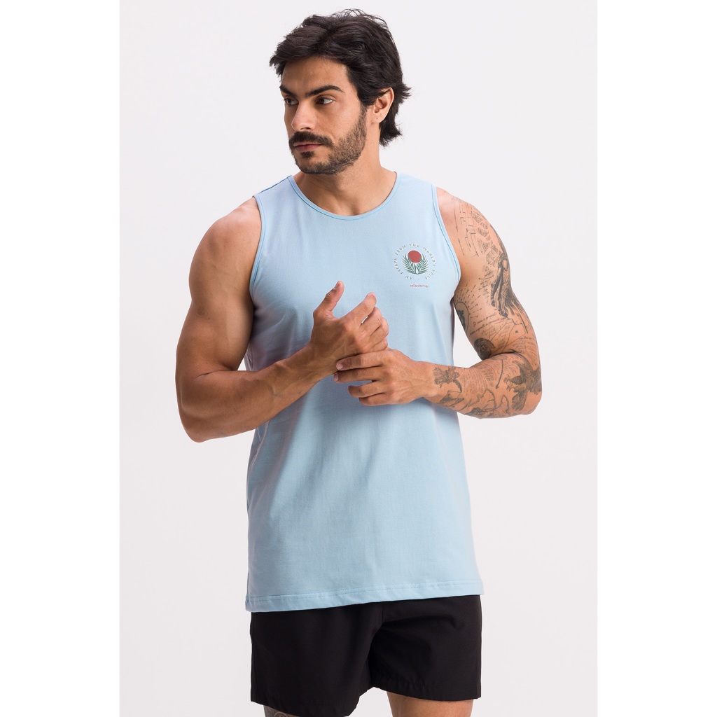 Imagem Regata Básica Masculina Verão Rota do Mar 100% Algodão Confortável Macia Promoção