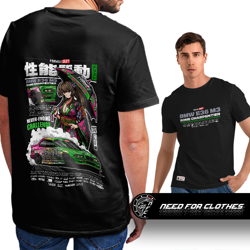 Camiseta BMW E36 M3 Drift Formula Drift JDM Turbo Street Racing Rome Charpentier