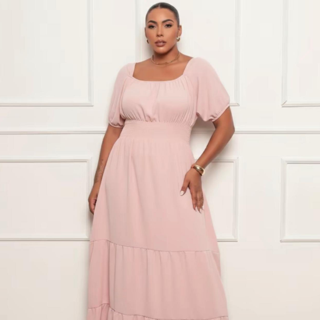 Vestido Longo Ombro A Ombro Ciganinha Moda Plus Size Longo G4