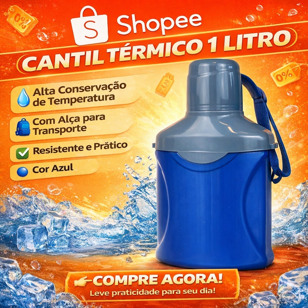 kit 3 unidades de cantil termico 1 litro azul agua gelada