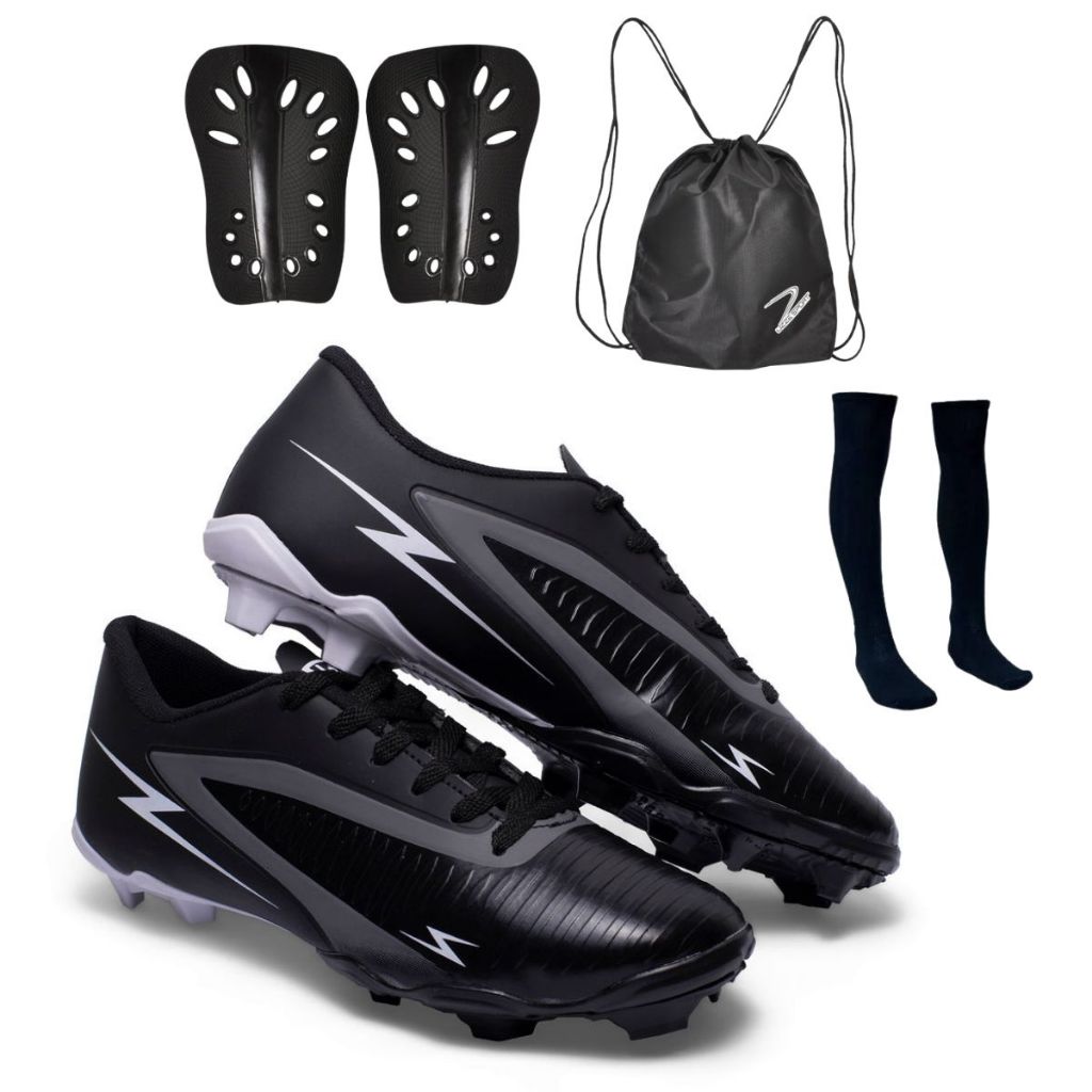 Chuteira Campo Striker Adulto Com Trava Original Uzze Sport Meião Mochila Caneleira