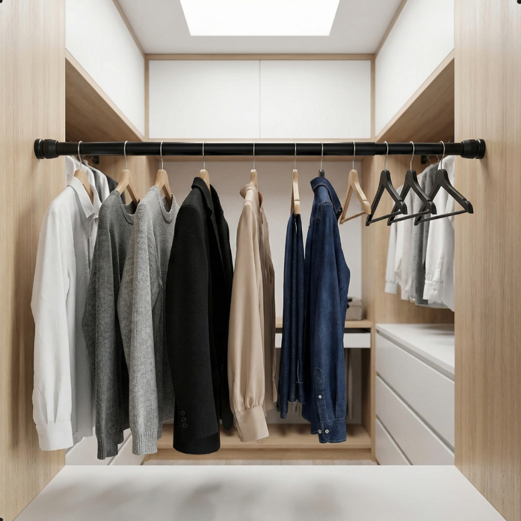 Varão Extensível Cortina Ajustável Box Bastão Barra Suporte Ajustável Sem Furo Resistente 60 a 90cm