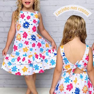 Vestido Infantil Menina Florzinha Coloridas  Festas Carnaval em Oferta na Shopee