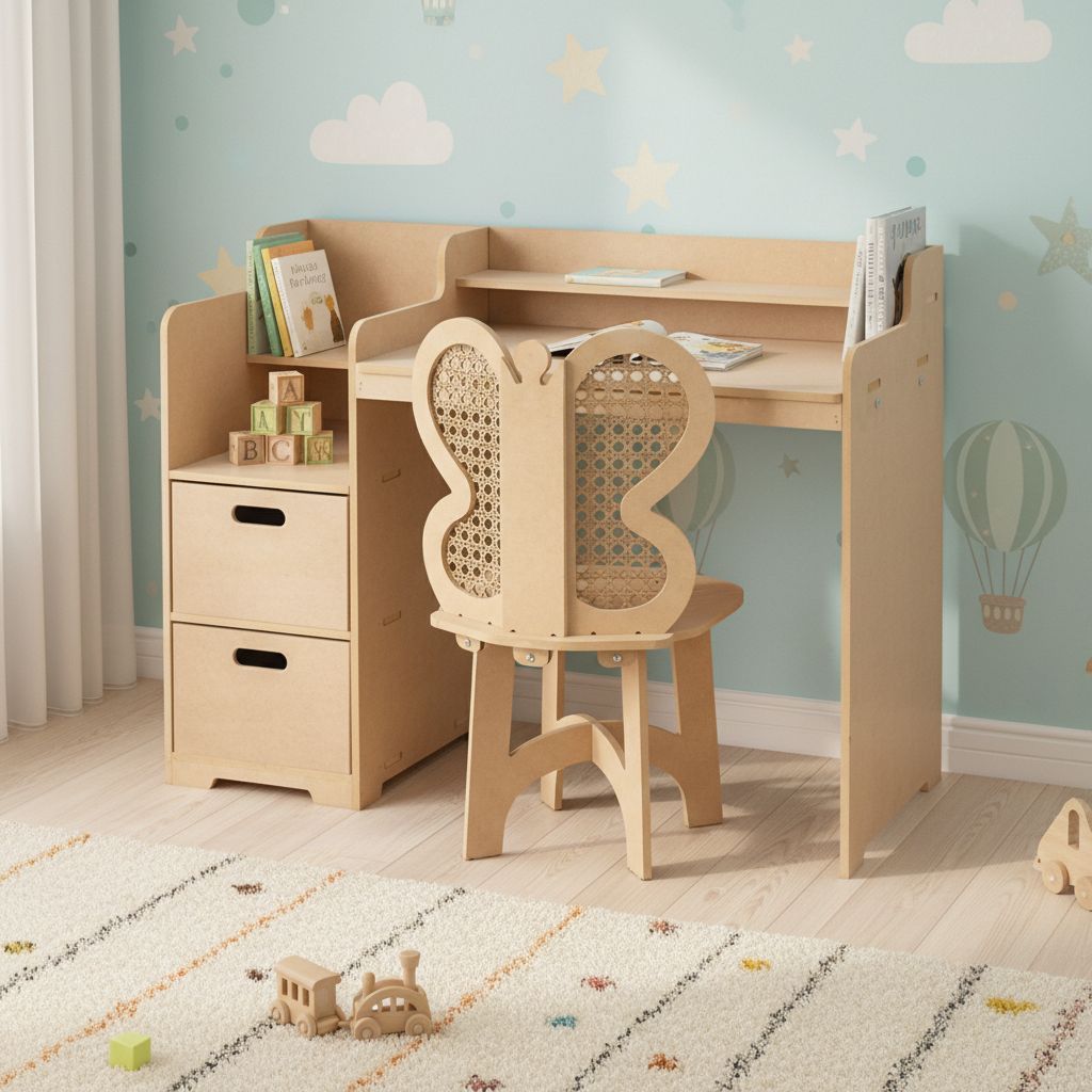 Escrivaninha para Meninas com 1 cadeira de Borboletinha MDF CRU escolha o pote coração ou lisos em Oferta na Shopee