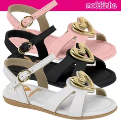 Sandália Infantil Molekinha Menina Coração Dourado Conforto Original